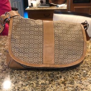 Tan coach messenger bag